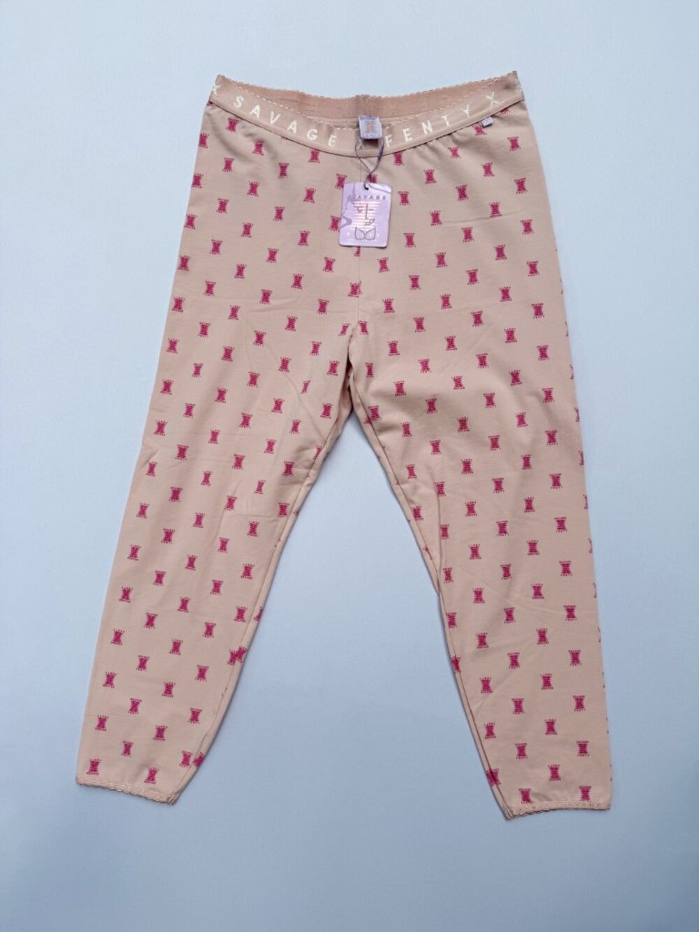 Savage X Fenty Pink Patterned Leggings, Lounge Pants, Size 1X, NWT, Intimates